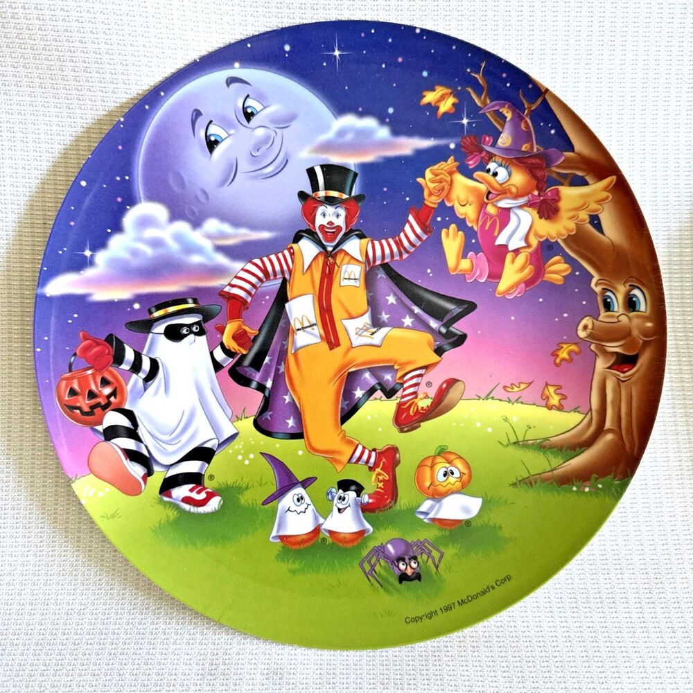 Vintage McDonalds Halloween 9.5" Plate 1997 Ronald Hamburglar - NOS, Pristine!